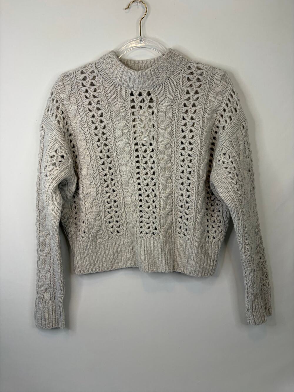 Madewell Marled Cable-Knit Sweater Size XS NEW Light Gray